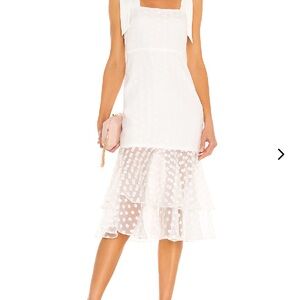 Lovers + Friends White Polka Dot Midi Dress